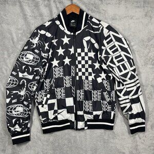 Nike Sportswear NSW Black & White AOP AllOver Print Graphic Bomber Jacket S